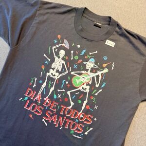 Vintage 1991 Dia De Todos Los Santos T Shirt Black Single Stitch XL Mens